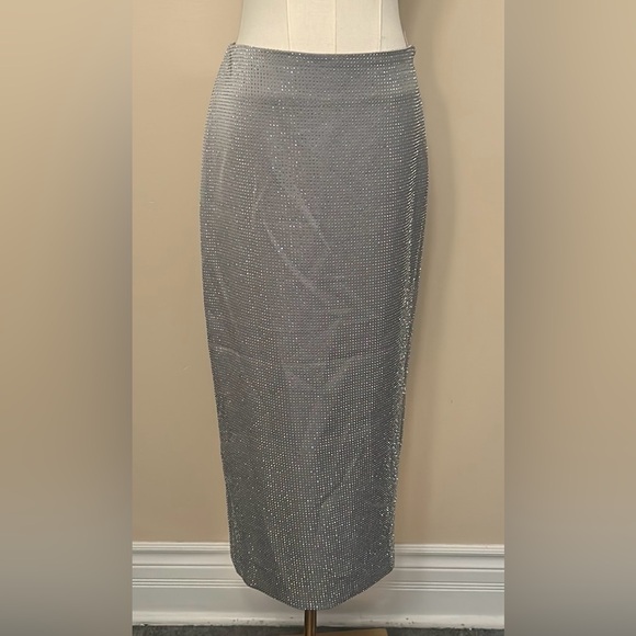 ZARA grey/silver rhinestone pencil skirt size small - Picture 7 of 14